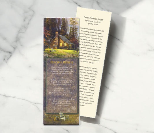 Thomas Kinkade® Peaceful Retreat Funeral Bookmark Paper (Pack of 24)