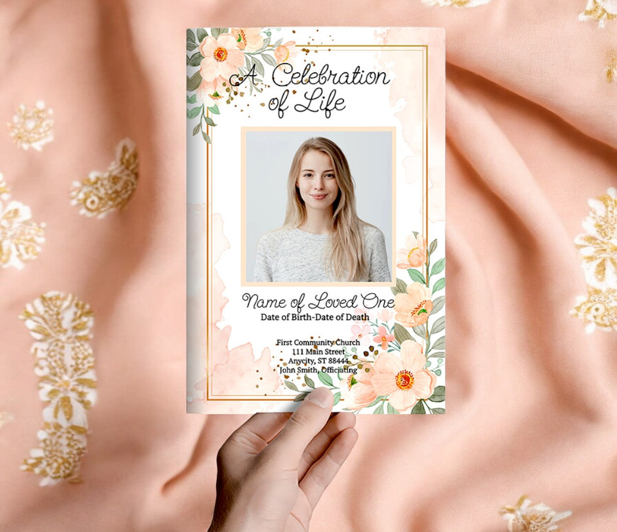 Peachy Online Funeral Program Template