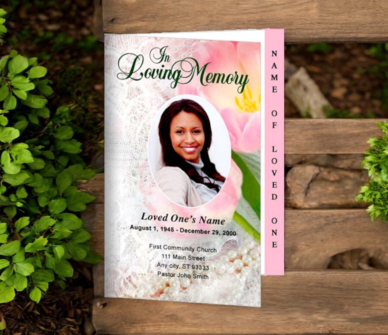 Pearls Letter 4 - Sided Graduated Funeral Program Template - The Funeral Program Site