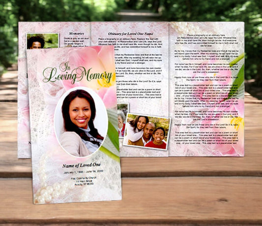 Pearls Tri Fold Funeral Brochure Template - The Funeral Program Site