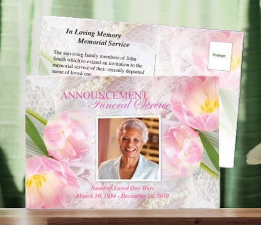 Pearls Funeral Announcement Postcard Template