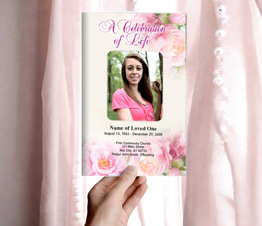 Peonies Funeral Program Template