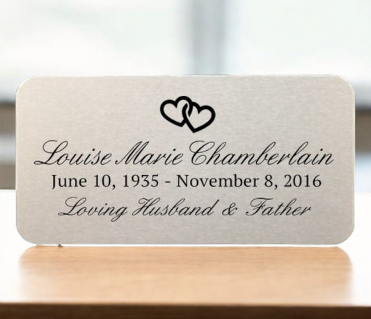 Personalized 1.5 x 3 Rounded Rectangle Memorial Urn Plate - The Funeral Program Site