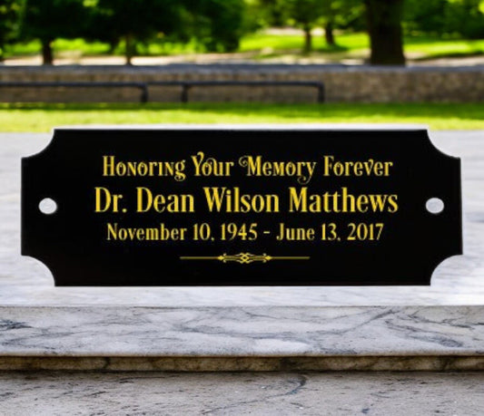 Personalized 7 - 8 x 2.5 Inch Decorative Black Brass Plate - The Funeral Program Site