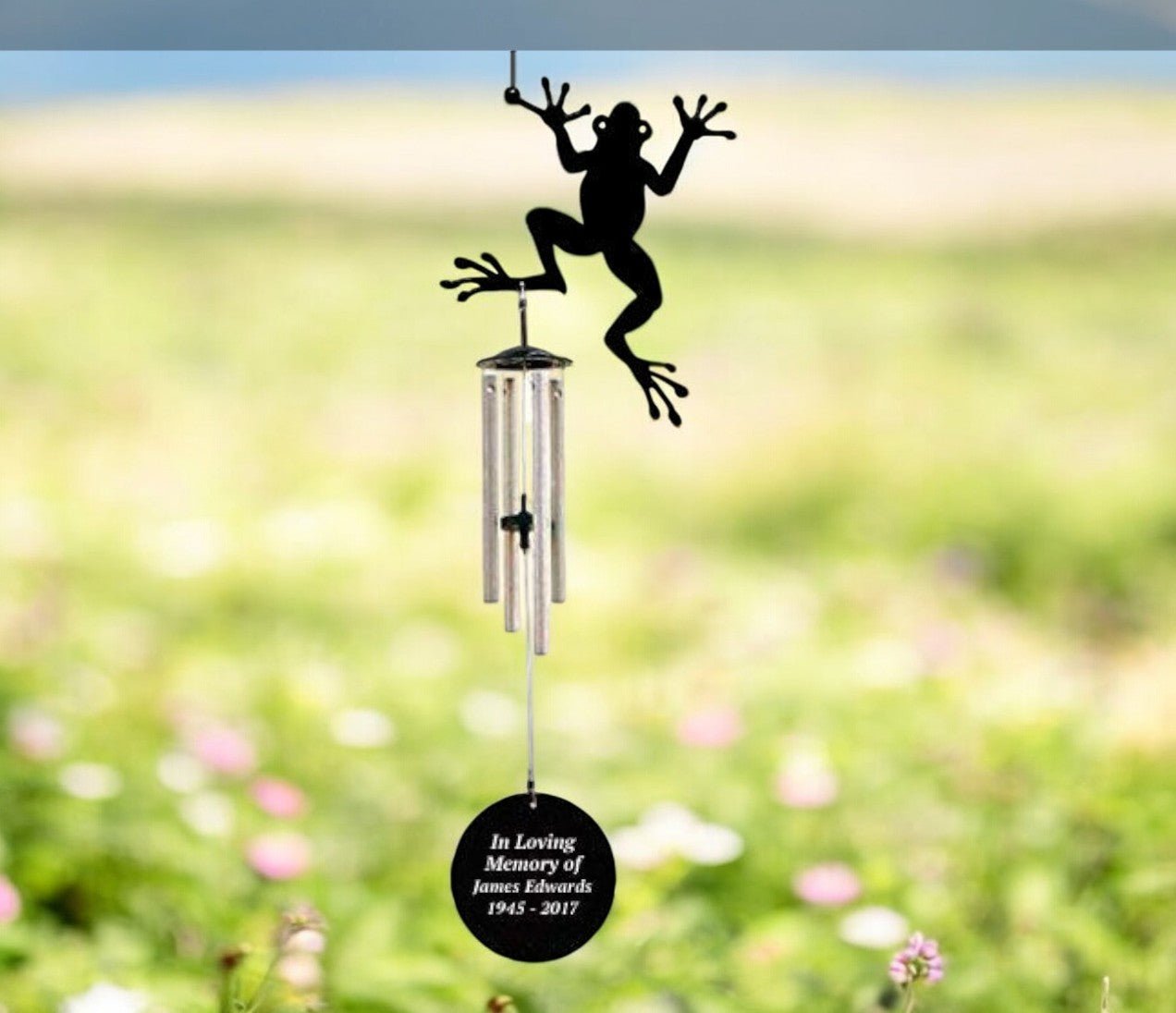 Personalized Frog Silhouette In Loving Memory Memorial Wind Chime - The Funeral Program Site