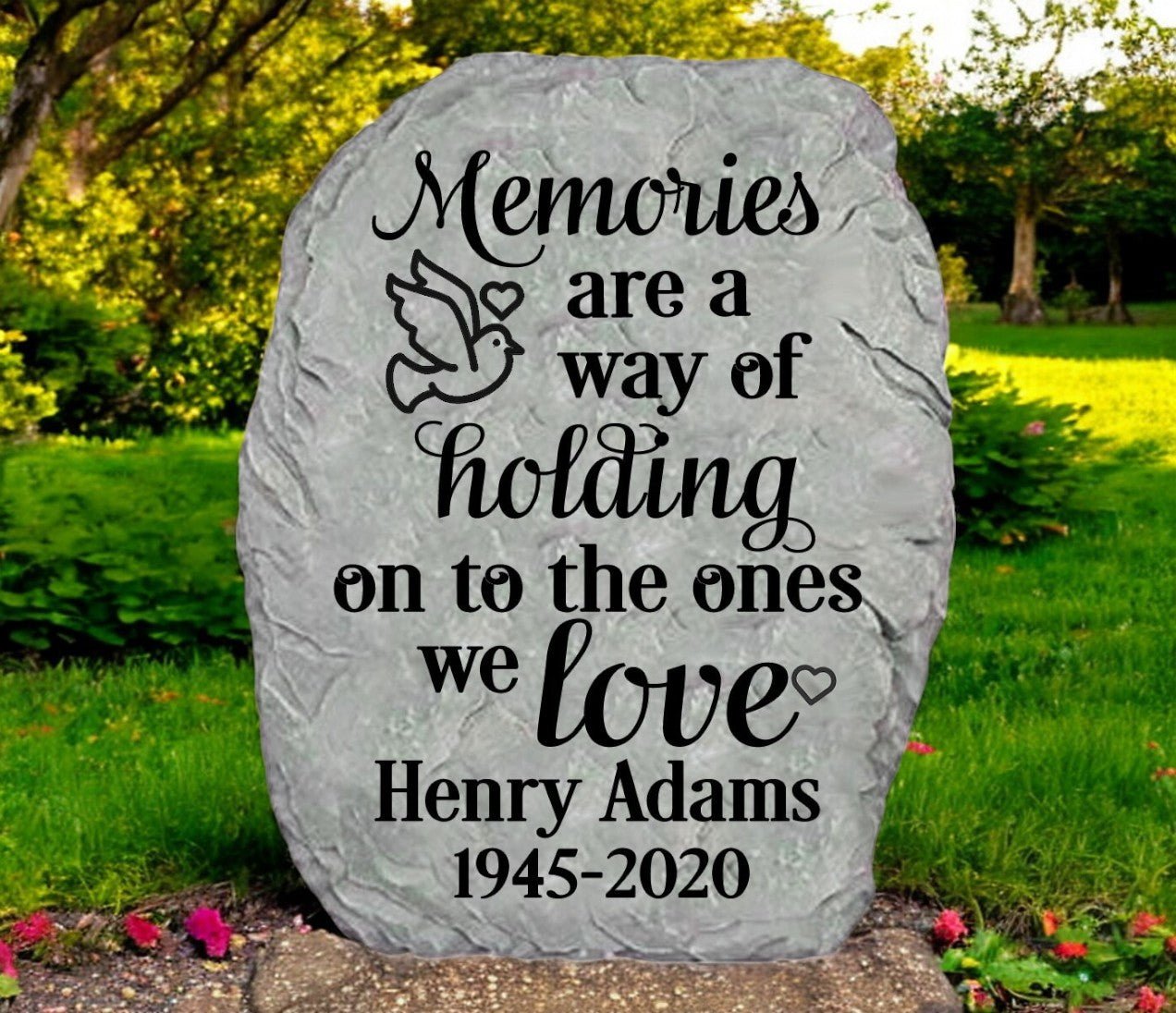 Personalized Holding Memories Memorial Garden Stone - The Funeral Program Site