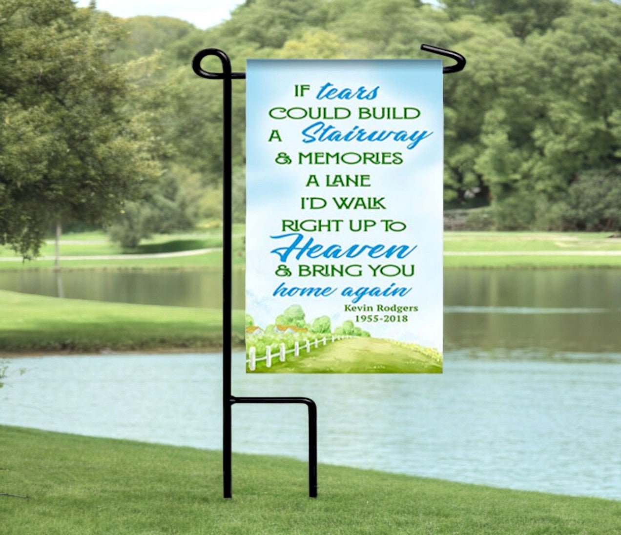 Personalized If Tears Stairway Memorial Garden or Cemetery Flag - The Funeral Program Site