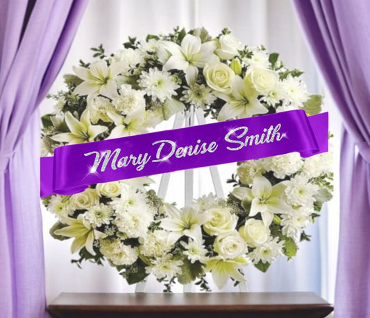 Personalized Name Glitter Funeral Ribbon Banner For Flowers - The Funeral Program Site