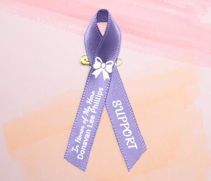 Personalized Stomach Cancer Awareness Ribbon (Periwinkle) - Pack of 10 - The Funeral Program Site