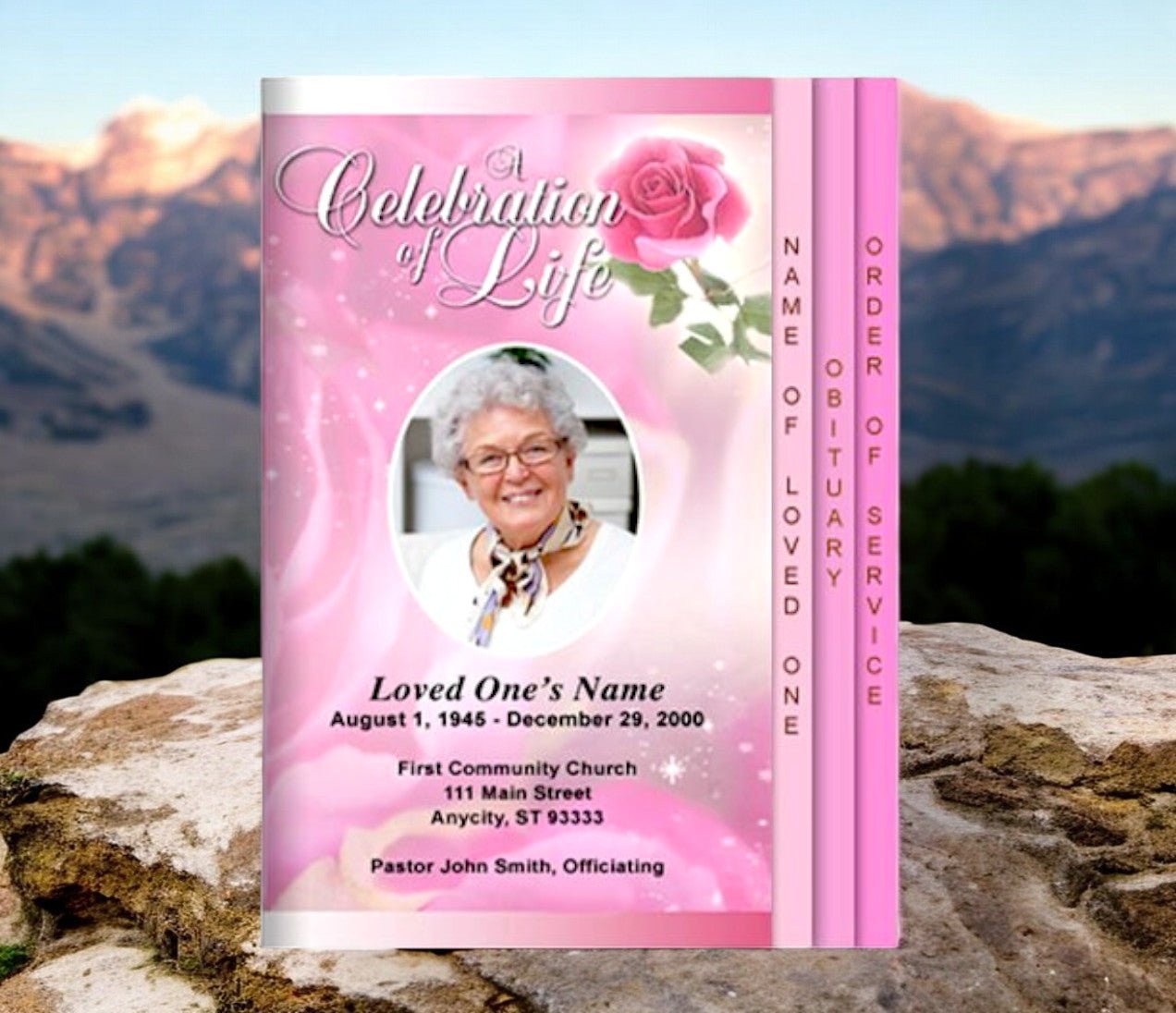 Petals 8 - Sided Funeral Graduated Program Template - The Funeral Program Site