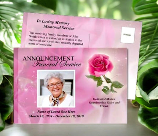 Petals Funeral Announcement Postcard Template - The Funeral Program Site