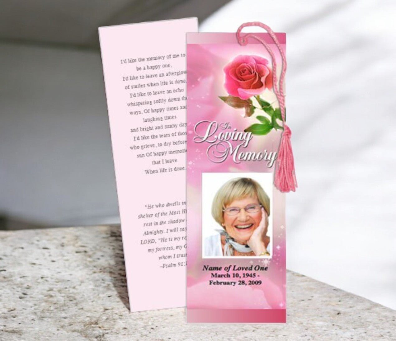 Petals Memorial Bookmark Template - The Funeral Program Site