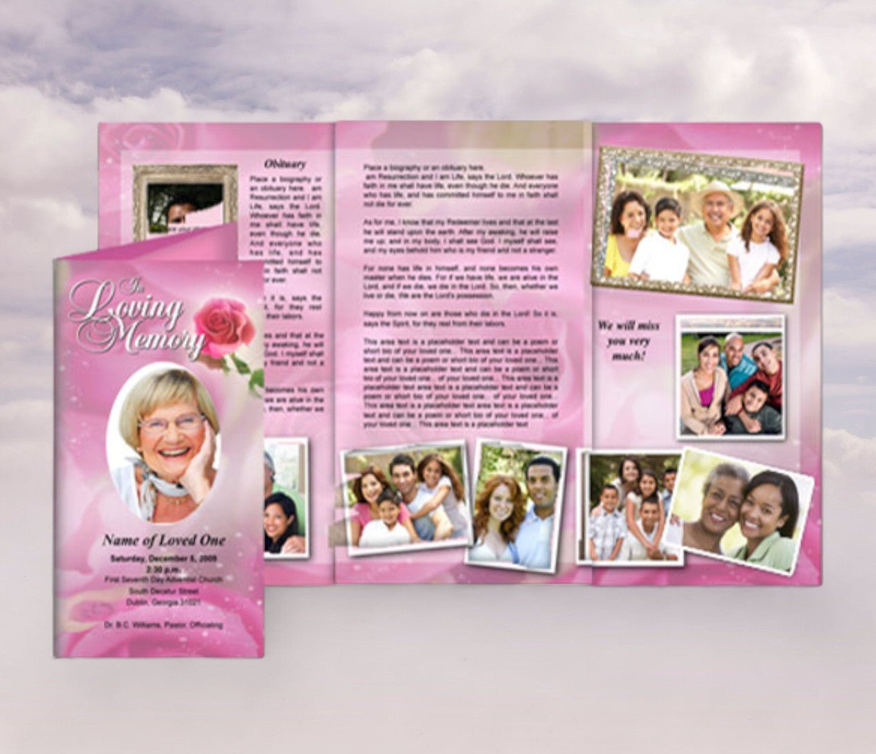 Petals TriFold Funeral Brochure Template - The Funeral Program Site