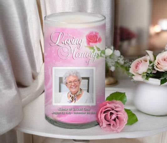 Petals Personalized Glass Memorial Candle