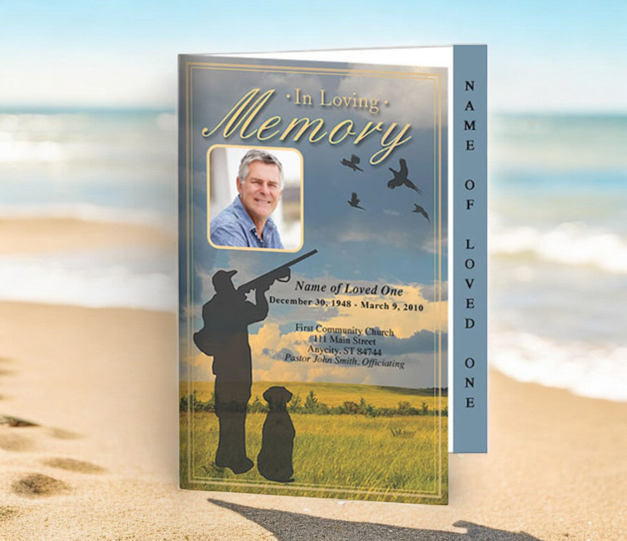 Pheasant 4-Sided Graduated Funeral Program Template