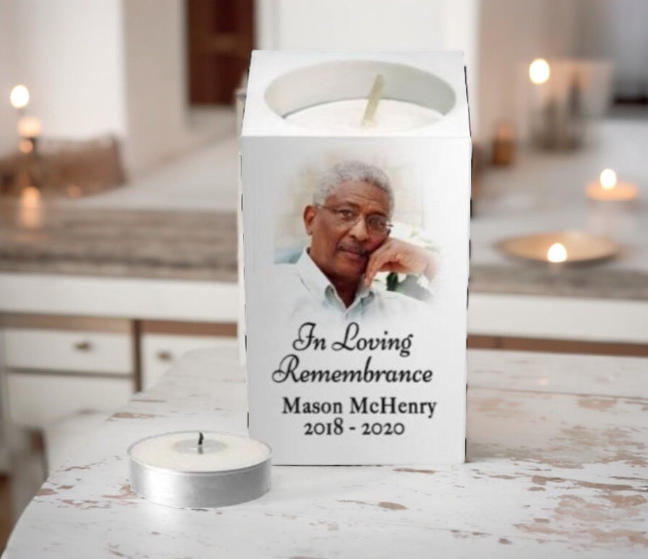 Photo Vignette Mini Memorial Tea Light Candle Holder - The Funeral Program Site