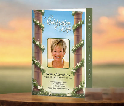 Pillars 4-Sided Graduated Funeral Program Template