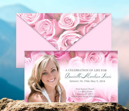 Pink Delight Envelope Fold Funeral Program Done For You Design & Print (Pack of 50) - The Funeral Program Site