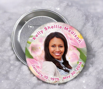 Pink Pearls Memorial Button Pin (Pack of 10) - The Funeral Program Site