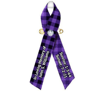 Plaid Custom Awareness Ribbon - Pack of 10 - The Funeral Program Site