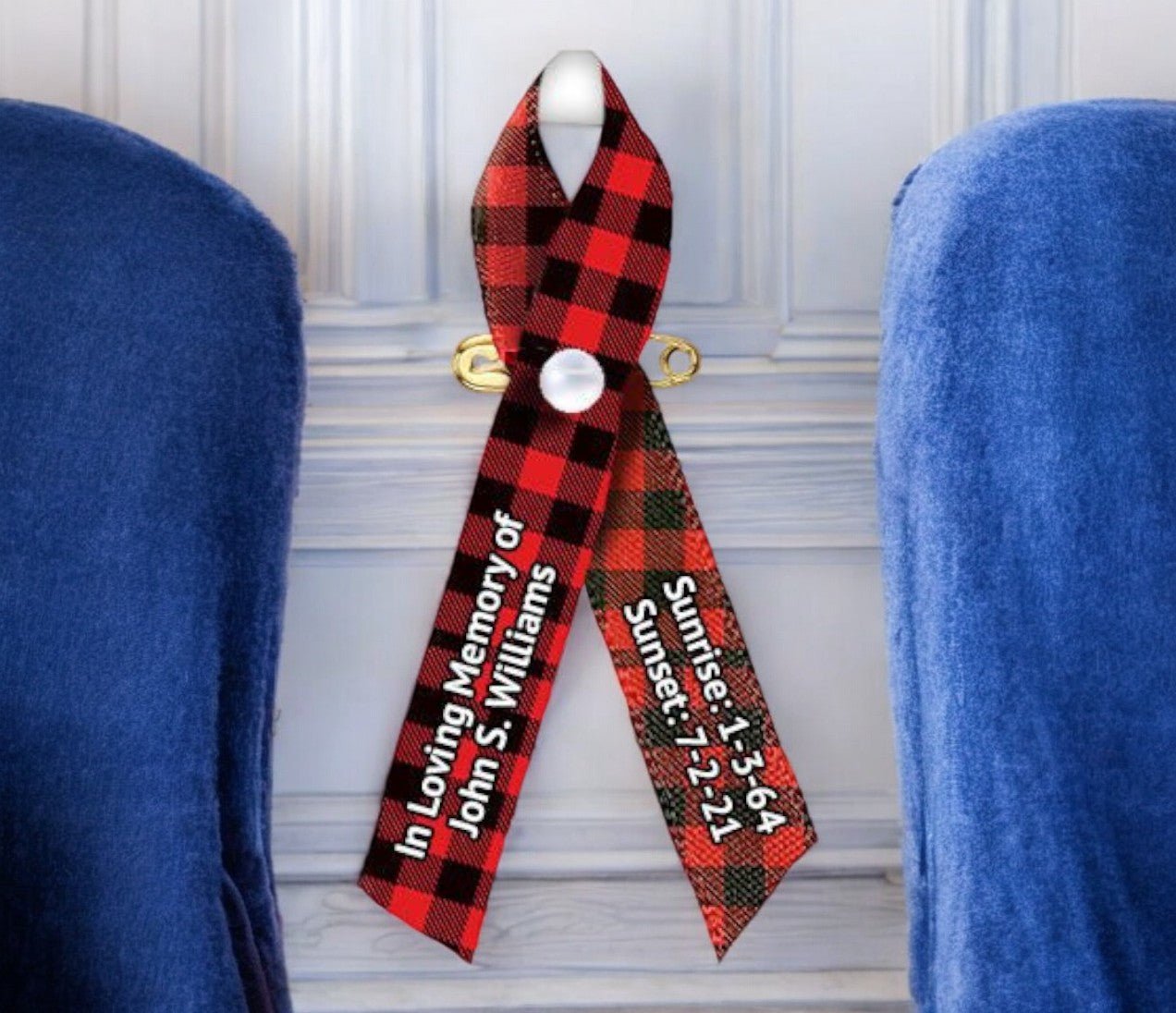 Plaid Custom Awareness Ribbon - Pack of 10 - The Funeral Program Site