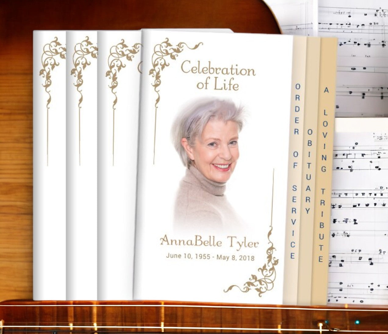 Platinum 8-Sided Graduated Funeral Program Design & Print (Pack 50)