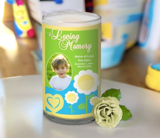 Playful Personalized Glass Memorial Candle