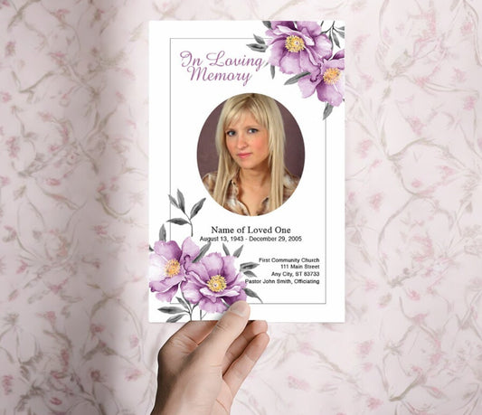 Plum Watercolor Funeral Program Template