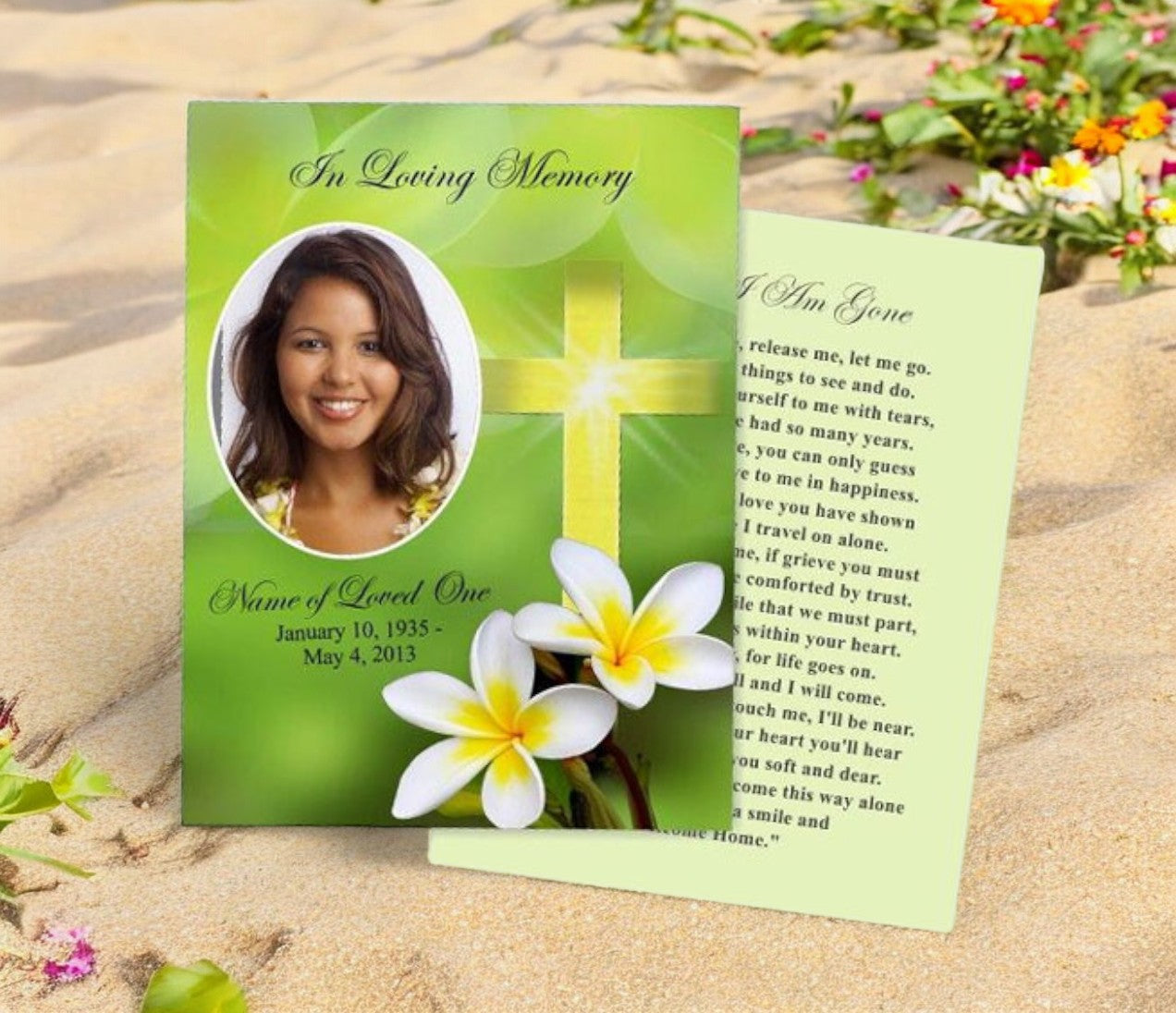 Plumeria Small Memorial Card Template