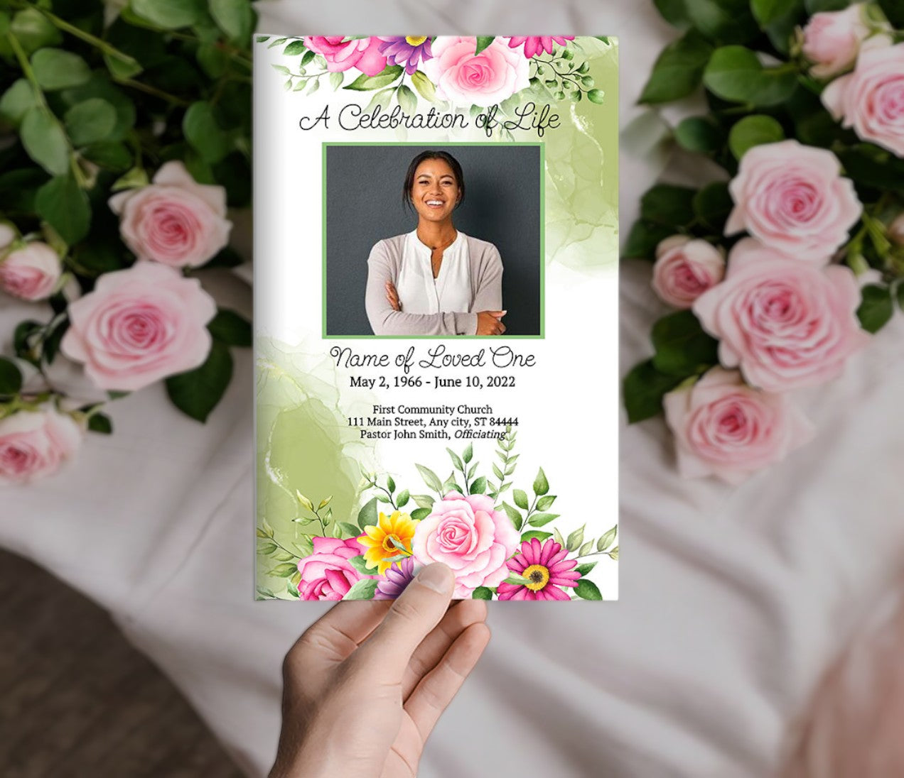 Polyantha Online Funeral Program Template