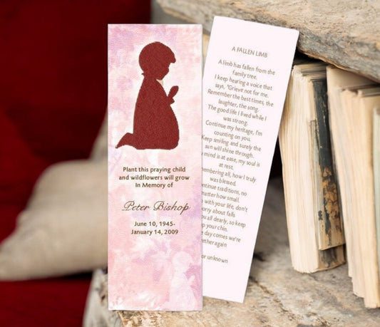 Praying Child Plantable Memorial Bookmark (Pack of 12) - The Funeral Program Site