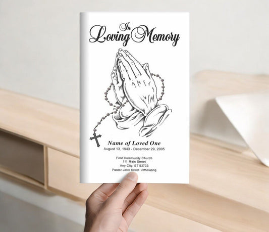 Praying Hands Funeral Program Template - The Funeral Program Site