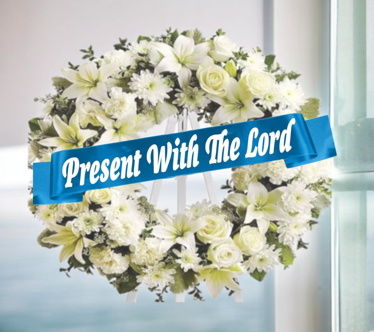 Present With The Lord Funeral Ribbon Banner For Flowers