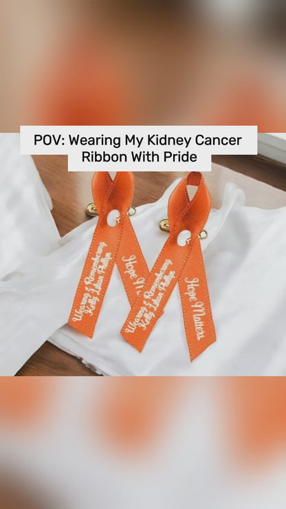 Kidney Cancer Ribbon Personalized (Orange Color Ribbon) - Pack of 10