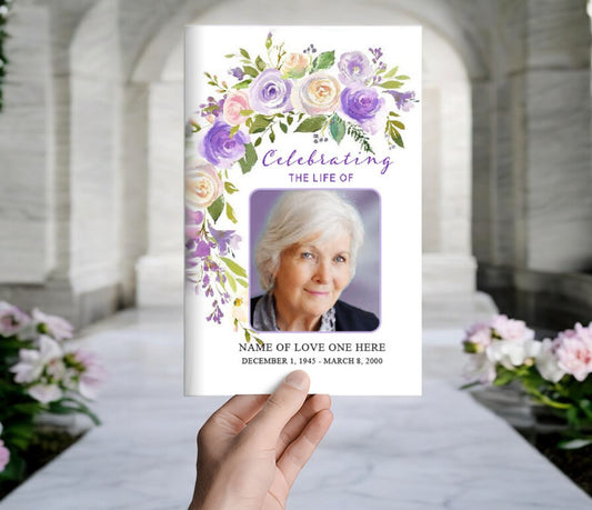 Primrose Watercolor Funeral Program Template