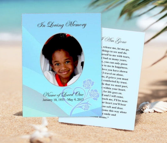 Princess Small Memorial Card Template - The Funeral Program Site