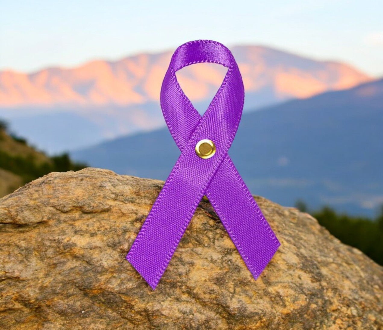 Purple Cancer Ribbon, Awareness Ribbons (No Personalization) - Pack of 10 - The Funeral Program Site