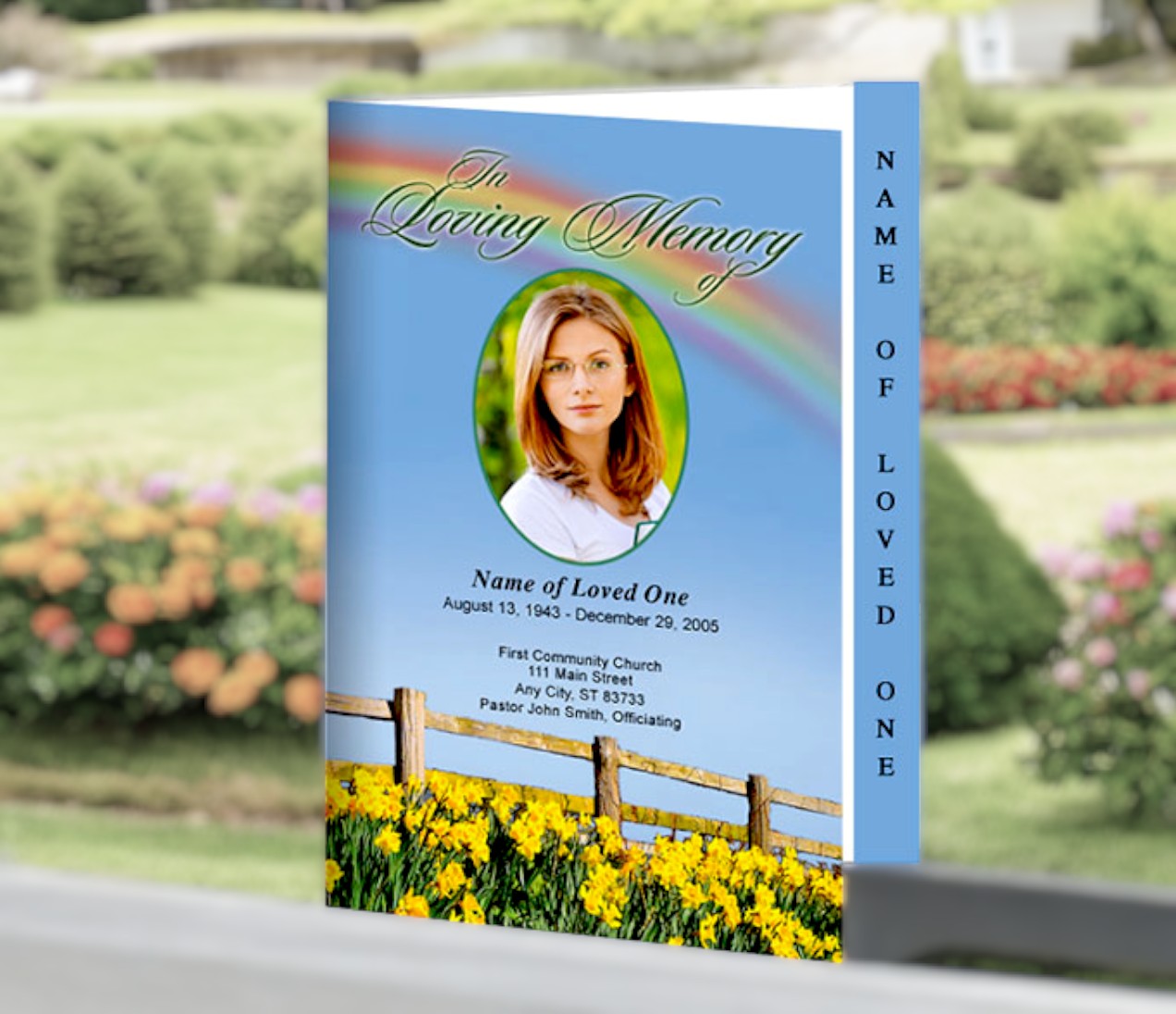 Rainbow 4-Sided Graduated Funeral Program Template