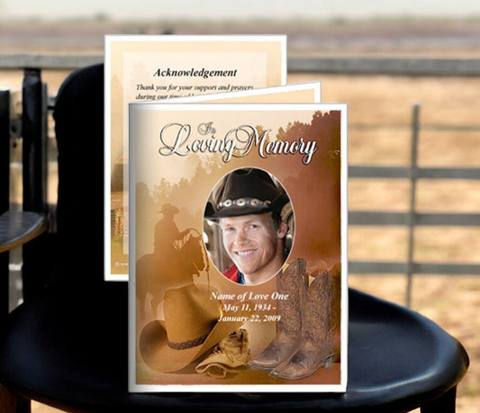 Ranch Small Memorial Card Template - The Funeral Program Site