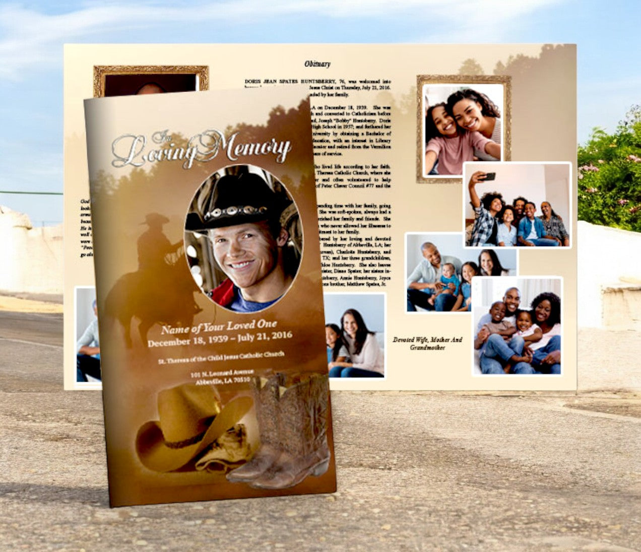 Ranch Funeral Brochure Trifold Template