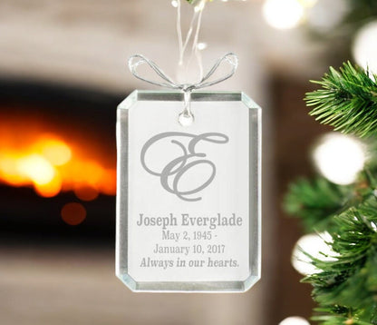 Rectangle Bevel Edge Crystal Christmas Ornament - The Funeral Program Site