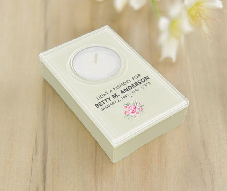 In Memory Rectangle Tea Light Candle Holder - The Funeral Program Site