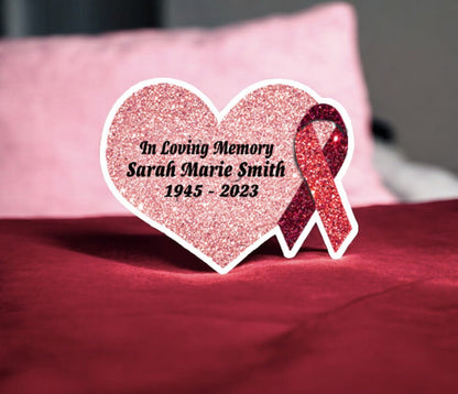 Red Cancer Ribbon Heart Pin - Pack of 10 - The Funeral Program Site