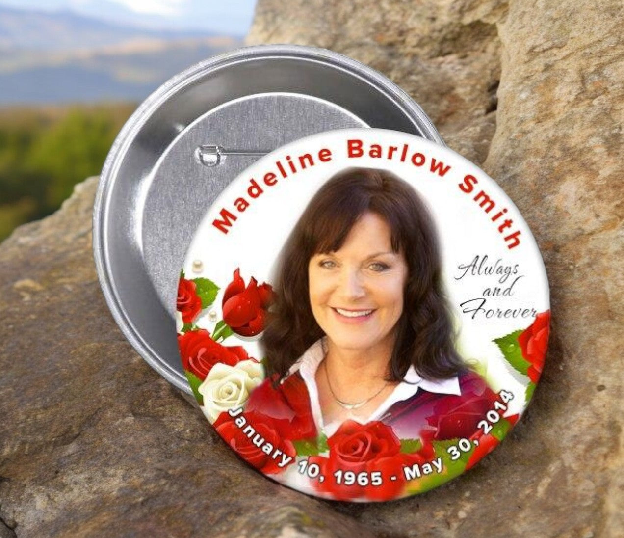 Red Diva Memorial Button Pin (Pack of 10) - The Funeral Program Site