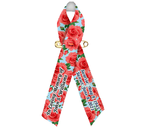 Red Roses Custom Awareness Ribbon - Pack of 10 - The Funeral Program Site