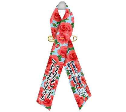 Red Roses Custom Awareness Ribbon - Pack of 10