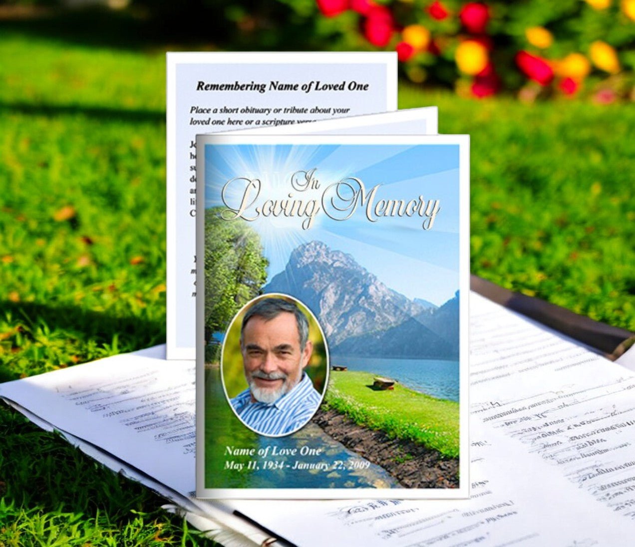 Reflection Small Memorial Card Template - The Funeral Program Site