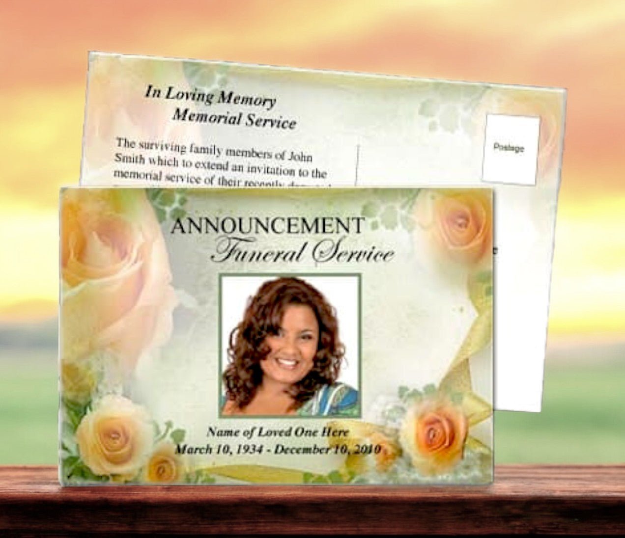 Rejoice Funeral Announcement Postcard Template - The Funeral Program Site