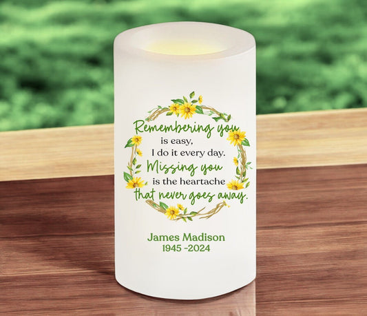 Remembering You Personalized Flameless LED Memorial Candle - The Funeral Program Site