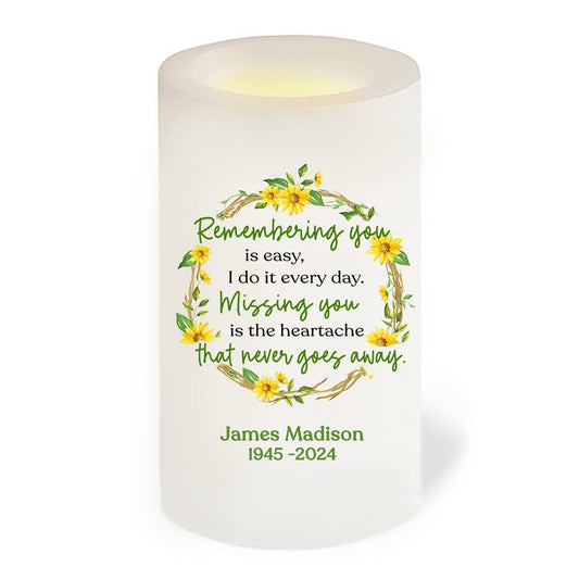 Remembering You Personalized Flameless LED Memorial Candle - The Funeral Program Site